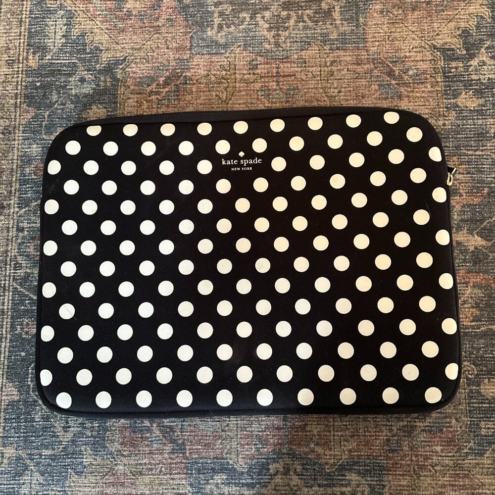 Kate Spade Polka Dot Fits 13" Laptop - Padded Case Black White